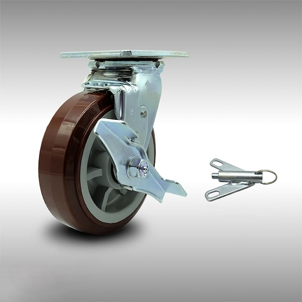 6 Inch SS Polyurethane Caster with Ball Bearing and Brake/Swivel Lock SCC
